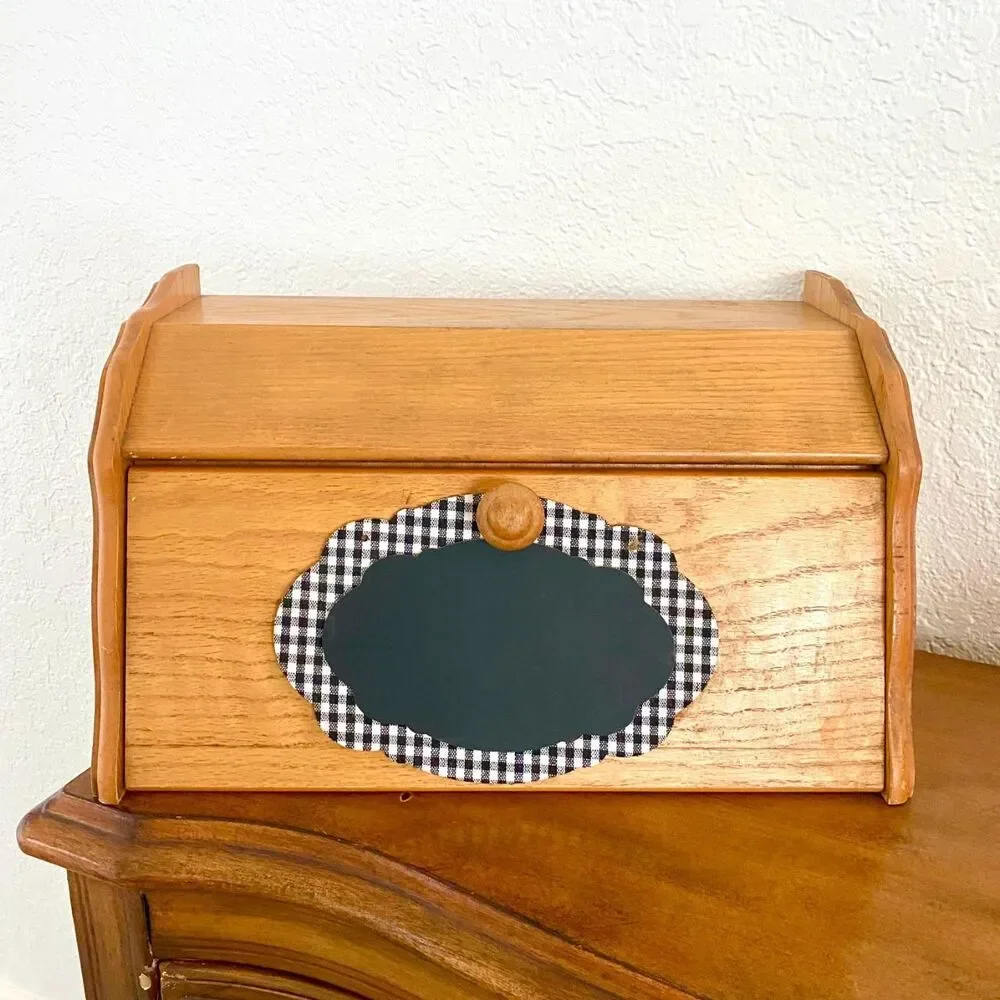 Vintage Housewares Coordinates Wooden Bread Box Cottage Core Farmhouse
